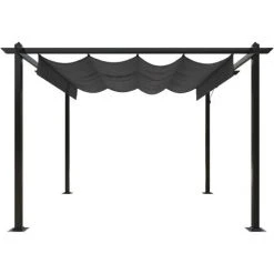 TRUE DEAL Tonnelle De Jardin Avec Toit Rétractable 3x3 M Anthracite -Pergola Soldes 67300647 5