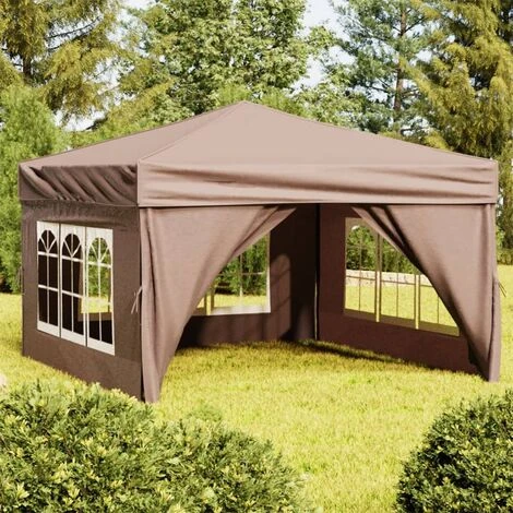 TRUE DEAL Tente De Réception Pliable Avec Parois Taupe 3x3 M 3 TRUE DEAL Tente De Réception Pliable Avec Parois Taupe 3x3 M