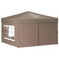 TRUE DEAL Tente De Réception Pliable Avec Parois Taupe 3x3 M 8 TRUE DEAL Tente De Réception Pliable Avec Parois Taupe 3x3 M -Pergola Soldes 67301906 2