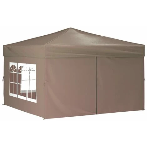 TRUE DEAL Tente De Réception Pliable Avec Parois Taupe 3x3 M 4 TRUE DEAL Tente De Réception Pliable Avec Parois Taupe 3x3 M – Image 2