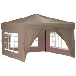 TRUE DEAL Tente De Réception Pliable Avec Parois Taupe 3x3 M 9 TRUE DEAL Tente De Réception Pliable Avec Parois Taupe 3x3 M -Pergola Soldes 67301906 3