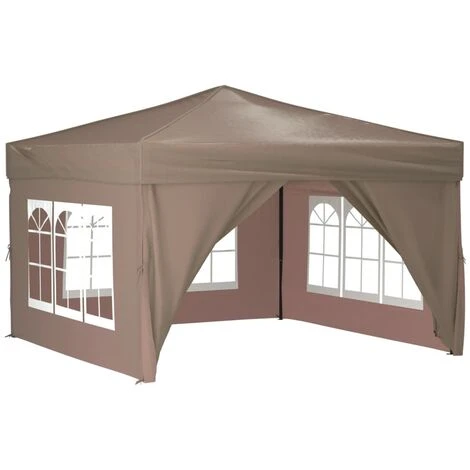 TRUE DEAL Tente De Réception Pliable Avec Parois Taupe 3x3 M 5 TRUE DEAL Tente De Réception Pliable Avec Parois Taupe 3x3 M – Image 3