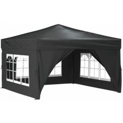 TRUE DEAL Tente De Réception Pliable Avec Parois Anthracite 3x3 M -Pergola Soldes 67306077 3