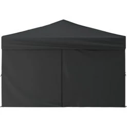 TRUE DEAL Tente De Réception Pliable Avec Parois Anthracite 3x3 M -Pergola Soldes 67306077 4