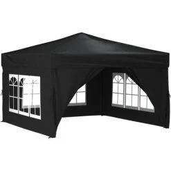 TRUE DEAL Tente De Réception Pliable Avec Parois Noir 3x3 M -Pergola Soldes 67307638 3