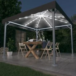 TRUE DEAL Tonnelle Avec Guirlande Lumineuse LED 300x300 Cm Anthracite
