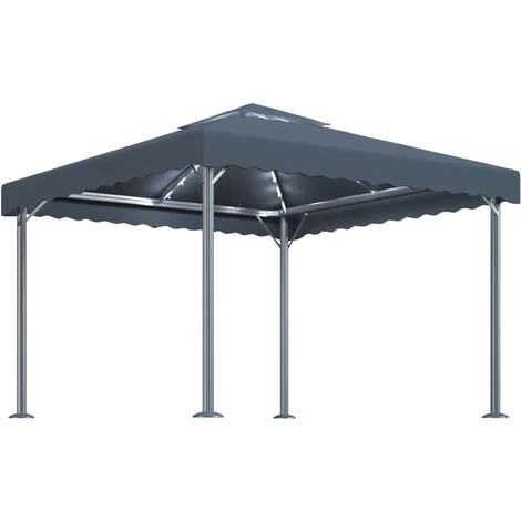 TRUE DEAL Tonnelle Avec Guirlande Lumineuse LED 300x300 Cm Anthracite 4 TRUE DEAL Tonnelle Avec Guirlande Lumineuse LED 300x300 Cm Anthracite – Image 2