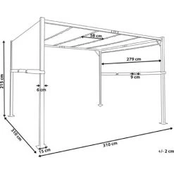 BELIANI Pergola à Lampes LED 310 X 310 Cm Beige - Beige -Pergola Soldes 67376494 3