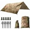 Cisea Tarp Camouflage Anti-Pluie Camping Rain Tente Bâche Portable Ripstop Légèr Imperméable à L'eau Pour Randonnée, Pêche,Pique-Nique, Abri -avec Accessoires Et Sac De Transport