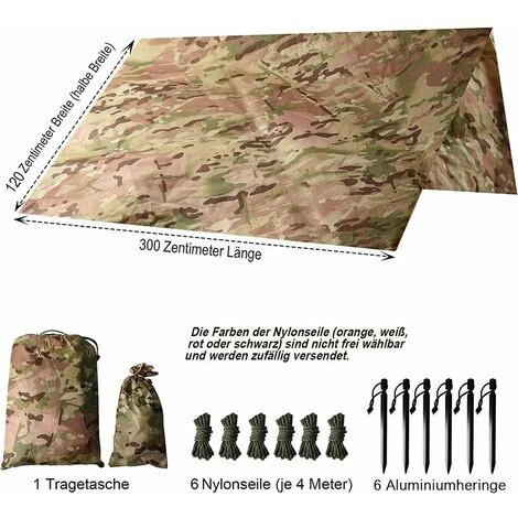 Cisea Tarp Camouflage Anti-Pluie Camping Rain Tente Bâche Portable Ripstop Légèr Imperméable à L'eau Pour Randonnée, Pêche,Pique-Nique, Abri -avec Accessoires Et Sac De Transport 4 Cisea Tarp Camouflage Anti-Pluie Camping Rain Tente Bâche Portable Ripstop Légèr Imperméable à L'eau Pour Randonnée, Pêche,Pique-Nique, Abri -avec Accessoires Et Sac De Transport – Image 2