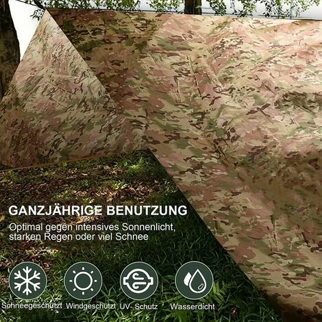 Cisea Tarp Camouflage Anti-Pluie Camping Rain Tente Bâche Portable Ripstop Légèr Imperméable à L'eau Pour Randonnée, Pêche,Pique-Nique, Abri -avec Accessoires Et Sac De Transport 7 Cisea Tarp Camouflage Anti-Pluie Camping Rain Tente Bâche Portable Ripstop Légèr Imperméable à L'eau Pour Randonnée, Pêche,Pique-Nique, Abri -avec Accessoires Et Sac De Transport – Image 5