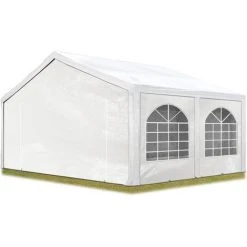 INTENT24.FR Tente Barnum De Réception 5x5 M PE Bâches Amovibles 200-240 G/m² BLANC / Jardin Tonnelle Pavillon Chapiteau - Blanc