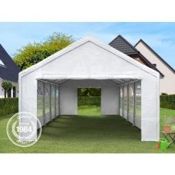 INTENT24.FR Tente Barnum De Réception 5x5 M PE Bâches Amovibles 200-240 G/m² BLANC / Jardin Tonnelle Pavillon Chapiteau - Blanc -Pergola Soldes 6742876 3