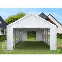 INTENT24.FR INTENT24 5x10m Tente De Réception, PE Env. 240 G/m², H. 2m, Blanc - Blanc -Pergola Soldes 6742878 3