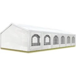 INTENT24.FR Tente Barnum De Réception 5x12 M PE Bâches Amovibles 200-240 G/m² BLANC / Jardin Tonnelle Pavillon Chapiteau - Blanc