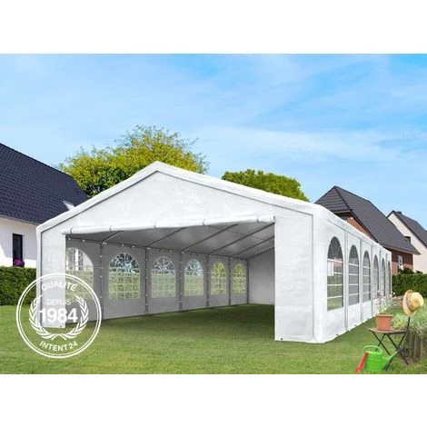 INTENT24.FR Tente De Réception 6x12 M, Toile De Haute Qualité Env. 240g/m² PE Blanc Construction En Acier Galvanisé Avec Raccordement Par Vissage - Blanc 4 INTENT24.FR Tente De Réception 6x12 M, Toile De Haute Qualité Env. 240g/m² PE Blanc Construction En Acier Galvanisé Avec Raccordement Par Vissage - Blanc – Image 2