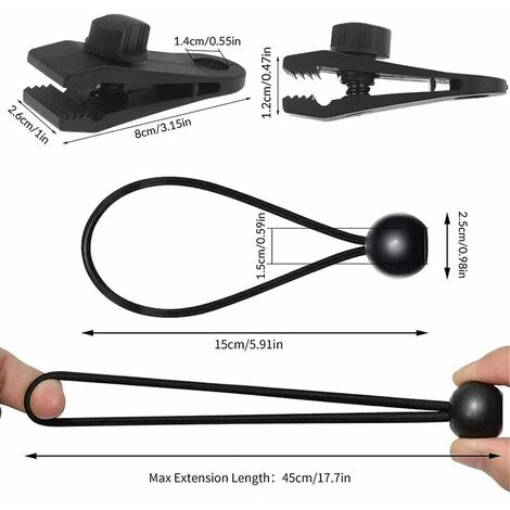ENLENK Lot De 10 Pinces De Fixation Pour Tente, Tente, Auvent, Bannières, Bateau, Jardinage - Noir 4 ENLENK Lot De 10 Pinces De Fixation Pour Tente, Tente, Auvent, Bannières, Bateau, Jardinage - Noir – Image 2