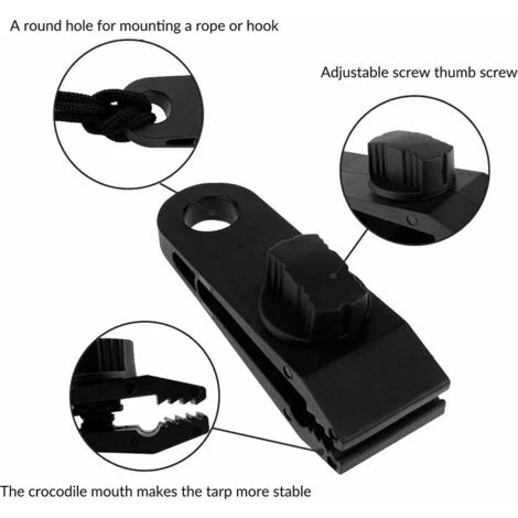 ENLENK Lot De 10 Pinces De Fixation Pour Tente, Tente, Auvent, Bannières, Bateau, Jardinage - Noir 5 ENLENK Lot De 10 Pinces De Fixation Pour Tente, Tente, Auvent, Bannières, Bateau, Jardinage - Noir – Image 3