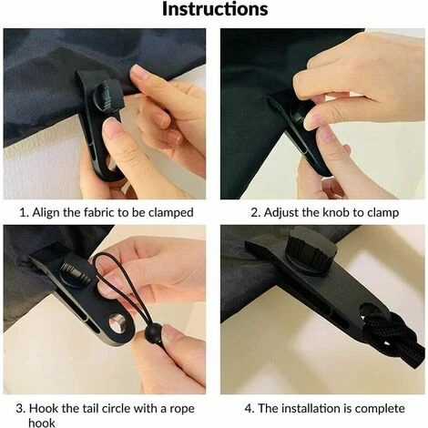 ENLENK Lot De 10 Pinces De Fixation Pour Tente, Tente, Auvent, Bannières, Bateau, Jardinage - Noir 6 ENLENK Lot De 10 Pinces De Fixation Pour Tente, Tente, Auvent, Bannières, Bateau, Jardinage - Noir – Image 4