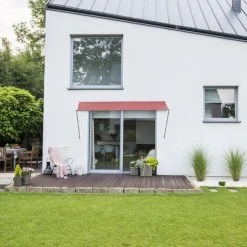 Relaxdays Store Rétractable, HxL : 120x250 Cm, Protection UV, Polyester, Ombre Fenêtre, Balcon, Gris/rouge -Pergola Soldes 67619692 3