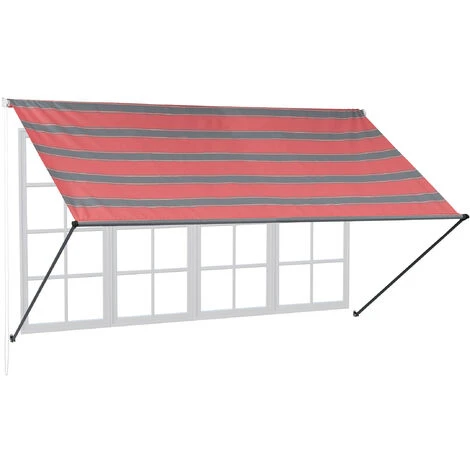 Relaxdays Store Rétractable, HxL : 120 X 300 Cm, Protection UV, Polyester, Ombre Fenêtre, Balcon, Gris/rouge 3 Relaxdays Store Rétractable, HxL : 120 X 300 Cm, Protection UV, Polyester, Ombre Fenêtre, Balcon, Gris/rouge