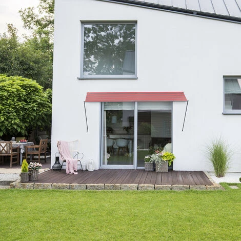 Relaxdays Store Rétractable, HxL : 120 X 300 Cm, Protection UV, Polyester, Ombre Fenêtre, Balcon, Gris/rouge 5 Relaxdays Store Rétractable, HxL : 120 X 300 Cm, Protection UV, Polyester, Ombre Fenêtre, Balcon, Gris/rouge – Image 3