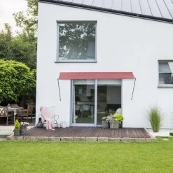 Relaxdays Store Rétractable, HxL : 120 X 350 Cm, Protection UV, Polyester, Ombre Fenêtre, Balcon, Gris/rouge -Pergola Soldes 67619725 3