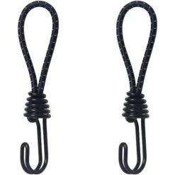 ENLENK Lot De 2 Sangles élastiques Avec Crochets - Noires - 16 Cm - Pour Bâche, Auvent, Tente De Camping