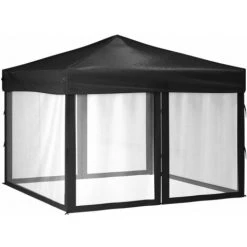 Tente De Réception Pliable Avec Parois Noir 3x3 M VidaXL - Noir