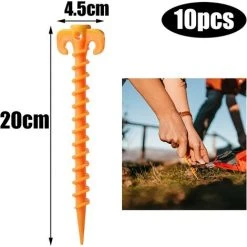 LTS FAFA Ongles Au Sol Piquets De Tente En Plastique PP De Qualité, Corde Piquet Clou Pour La Tente D'Exterieur Equipement Accessoire De TentePour Plage, Plage, Jungle, Boue.Jaune(20cm×4.5cm, ⌀10) -Pergola Soldes 67894251 2