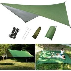 YIENJAOY AGILITY Camping Bâche Anti-Pluie Rain Tarp Imperméable Tarp Rain Fly Toile De Tente Avec Sac De Rangement Pour Extérieur Camping Randonnée,Bleu 230*210cm -Pergola Soldes 67903217 3