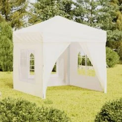 Tente De Réception Pliable Avec Parois Crème 2x2 M VidaXL - Crème -Pergola Soldes 67944099 2