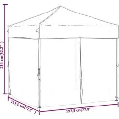 Tente De Réception Pliable Avec Parois Crème 2x2 M VidaXL - Crème -Pergola Soldes 67944099 3