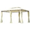 Outsunny Tonnelle Barnum Pavillon De Jardin Style Colonial Double Toit Toiles Latérales Amovibles 3L X 4l X 2,65H M Crème - Beige -Pergola Soldes 6812071 1