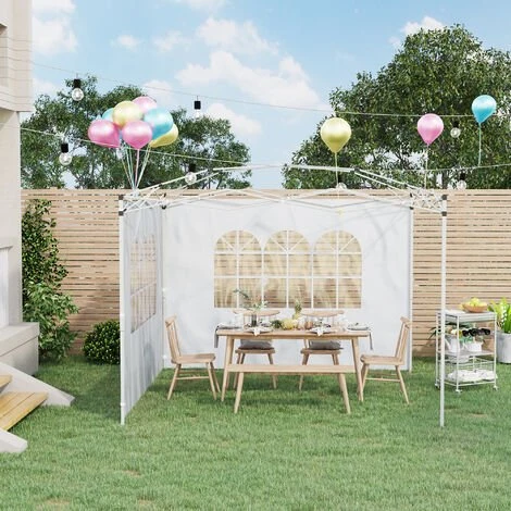 Outsunny Parois Latérales De Rechange Barnum Tonnelle 3 X 3 Ou 3 X 6 M 2 Pièces 2 Grandes Fenêtres Blanc - Blanc 4 Outsunny Parois Latérales De Rechange Barnum Tonnelle 3 X 3 Ou 3 X 6 M 2 Pièces 2 Grandes Fenêtres Blanc - Blanc – Image 2
