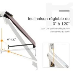 Outsunny Store Banne Manuel Inclinaison Réglable Aluminium Polyester Imperméabilisé 70L X 180l Cm Taupe Clair 11 Outsunny Store Banne Manuel Inclinaison Réglable Aluminium Polyester Imperméabilisé 70L X 180l Cm Taupe Clair -Pergola Soldes 6812080 5
