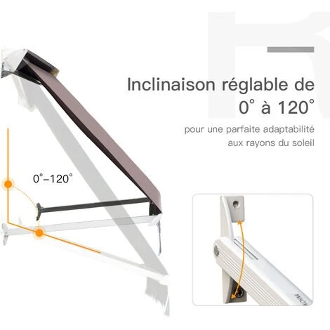 Outsunny Store Banne Manuel Inclinaison Réglable Aluminium Polyester Imperméabilisé 70L X 180l Cm Taupe Clair 7 Outsunny Store Banne Manuel Inclinaison Réglable Aluminium Polyester Imperméabilisé 70L X 180l Cm Taupe Clair – Image 5