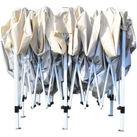 Outsunny Tonnelle Barnum Pliant Pop-up Style Colonial 5,91L X 2,97l X 2,55H M 6 Moustiquaires + Sac De Transport Beige Noir - Beige 7 Outsunny Tonnelle Barnum Pliant Pop-up Style Colonial 5,91L X 2,97l X 2,55H M 6 Moustiquaires + Sac De Transport Beige Noir - Beige – Image 5