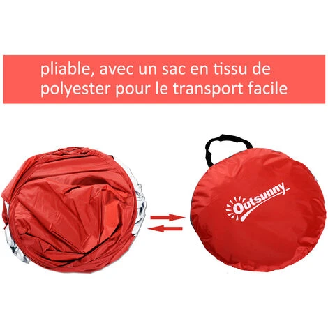 Outsunny Abri De Plage Tente De Plage Pliable Pop-up Automatique Instantané Protection UV Fenêtre Arrière Grand Tapis De Sol Rouge Brique - Rouge 7 Outsunny Abri De Plage Tente De Plage Pliable Pop-up Automatique Instantané Protection UV Fenêtre Arrière Grand Tapis De Sol Rouge Brique - Rouge – Image 5