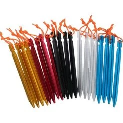 OYLDA Lot De 20 Piquets De Tente En Alliage D'aluminium Avec Cordon De Serrage Pour Camping En Plein Air (mélange De 5 Couleurs)