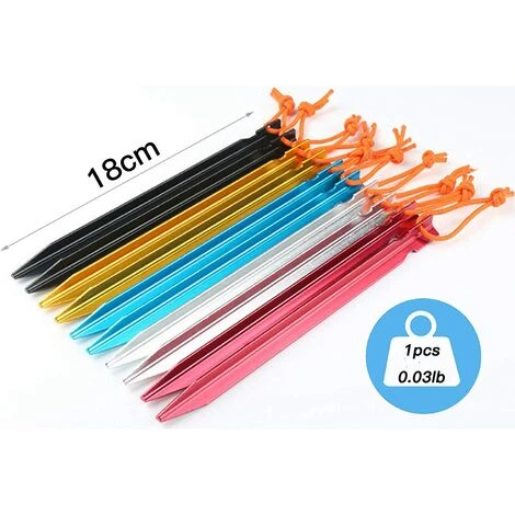 OYLDA Lot De 20 Piquets De Tente En Alliage D'aluminium Avec Cordon De Serrage Pour Camping En Plein Air (mélange De 5 Couleurs) 4 OYLDA Lot De 20 Piquets De Tente En Alliage D'aluminium Avec Cordon De Serrage Pour Camping En Plein Air (mélange De 5 Couleurs) – Image 2