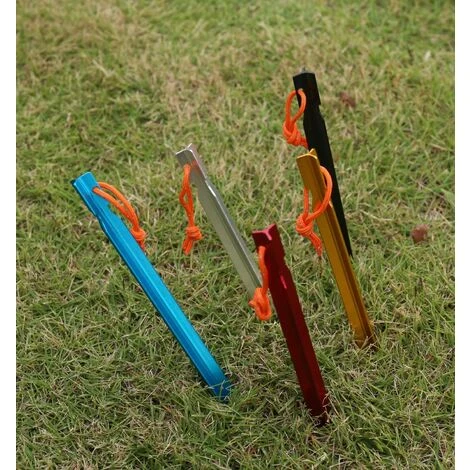 OYLDA Lot De 20 Piquets De Tente En Alliage D'aluminium Avec Cordon De Serrage Pour Camping En Plein Air (mélange De 5 Couleurs) 7 OYLDA Lot De 20 Piquets De Tente En Alliage D'aluminium Avec Cordon De Serrage Pour Camping En Plein Air (mélange De 5 Couleurs) – Image 5