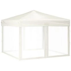 Tente De Réception Pliable Avec Parois Crème 3x3 M VidaXL - Crème