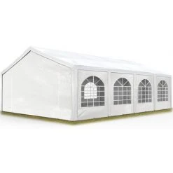 INTENT24.FR Tente Barnum De Réception 5x8 M PE Bâches Amovibles 200-240 G/m² BLANC / Jardin Tonnelle Pavillon Chapiteau - Blanc