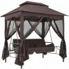 VidaXL Belvédère Convertible En Balancelle Café - Brun -Pergola Soldes 6949945 1