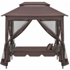 VidaXL Belvédère Convertible En Balancelle Café - Brun -Pergola Soldes 6949945 2