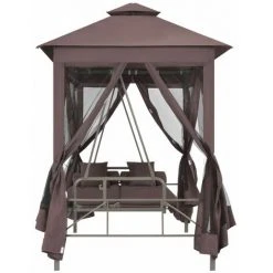 VidaXL Belvédère Convertible En Balancelle Café - Brun -Pergola Soldes 6949945 3