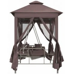 VidaXL Belvédère Convertible En Balancelle Café - Brun -Pergola Soldes 6949945 4