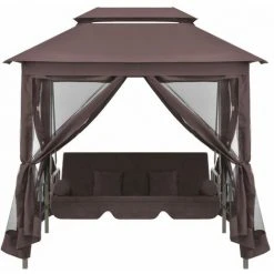 VidaXL Belvédère Convertible En Balancelle Café - Brun -Pergola Soldes 6949945 5