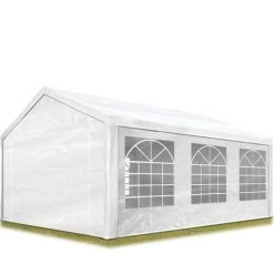 INTENT24.FR Tente De Réception 4x6 M Pavillon Blanc Bâche PE épaisse D'env.180g/m² Imperméable Tente De Jardin - Blanc